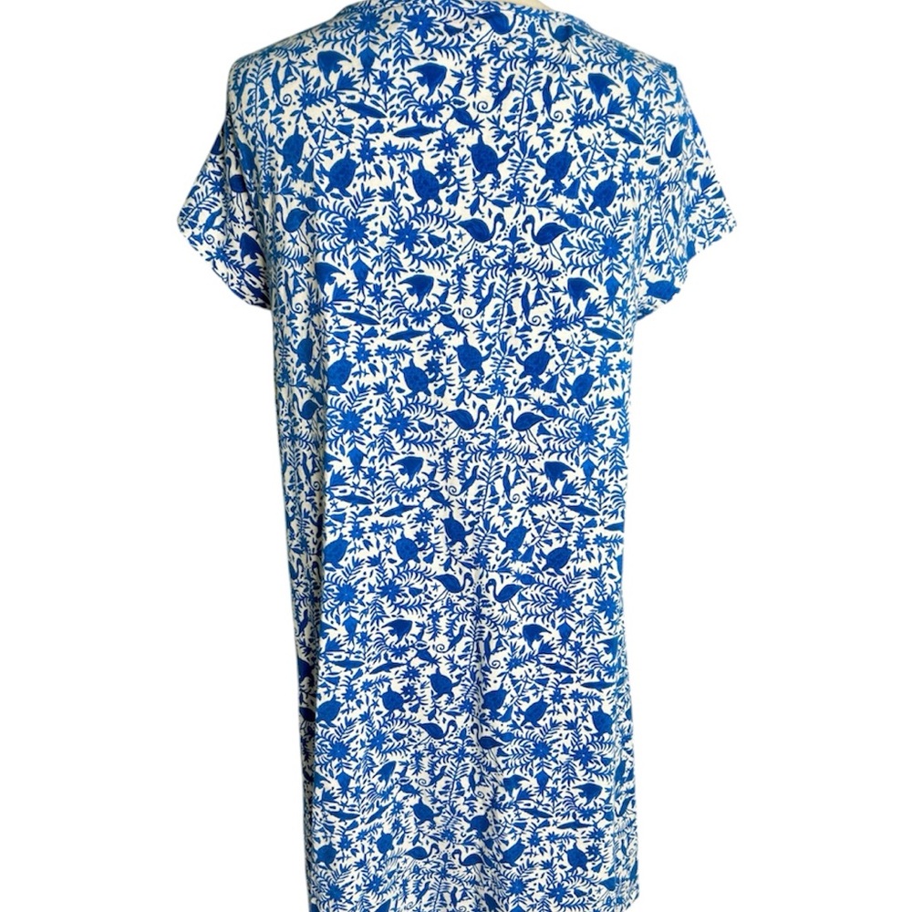 Vineyard Vines Blue White Cotton Dress Turtle Floral Preppy Summer Size M - Picture 3 of 6